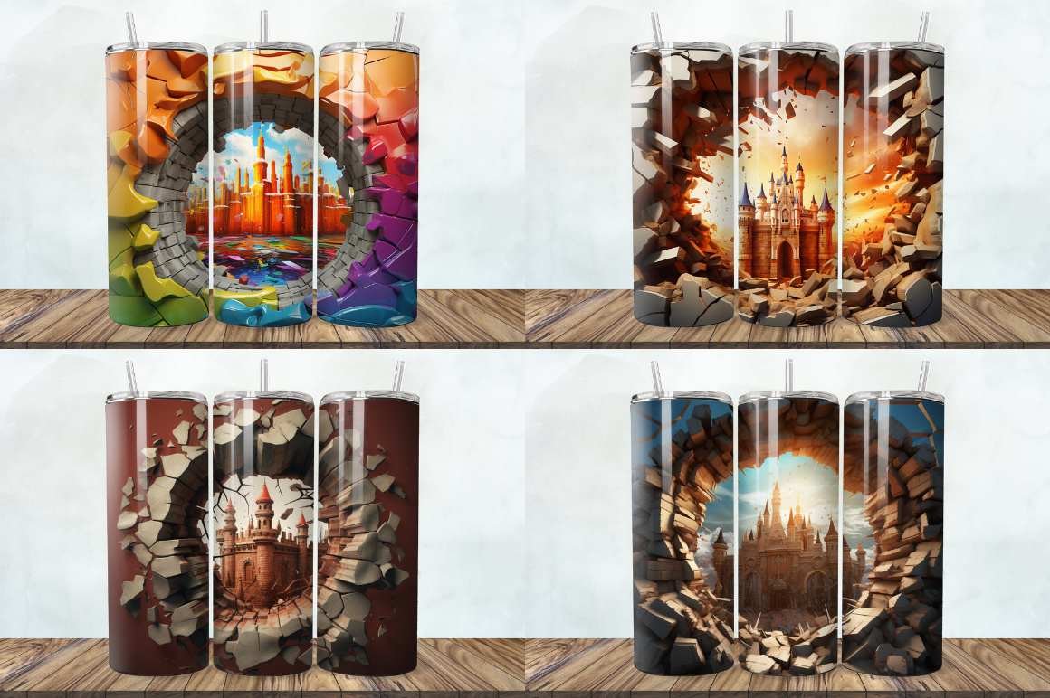 3D Castle Cracked Holebricks Tumbler Bundle