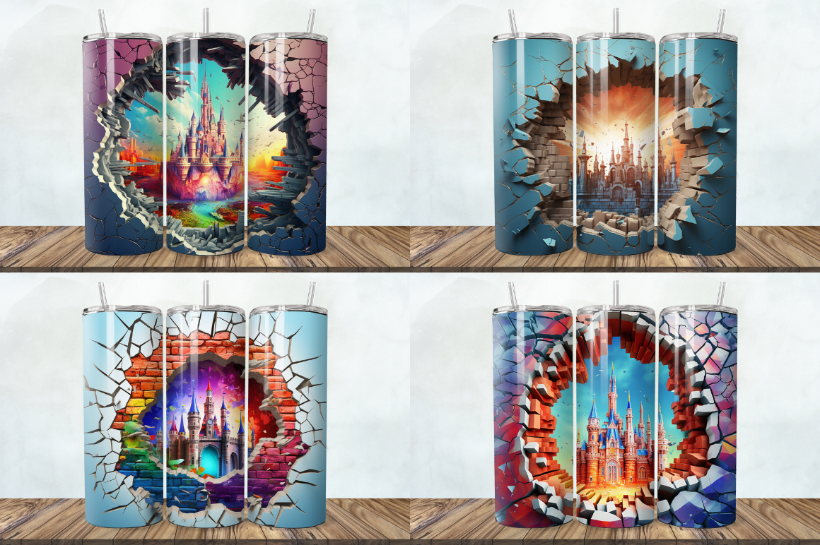 3D Castle Cracked Holebricks Tumbler Bundle