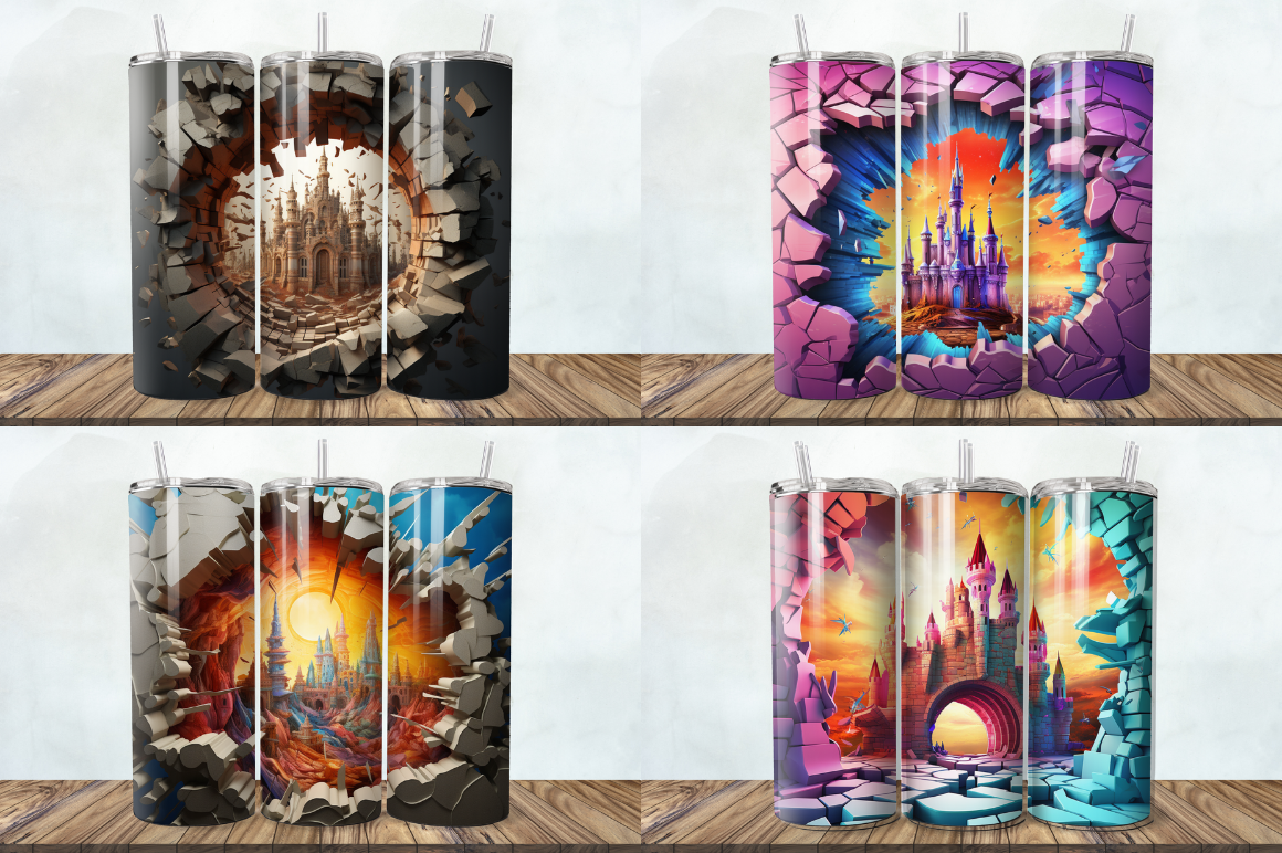 3D Castle Cracked Holebricks Tumbler Bundle