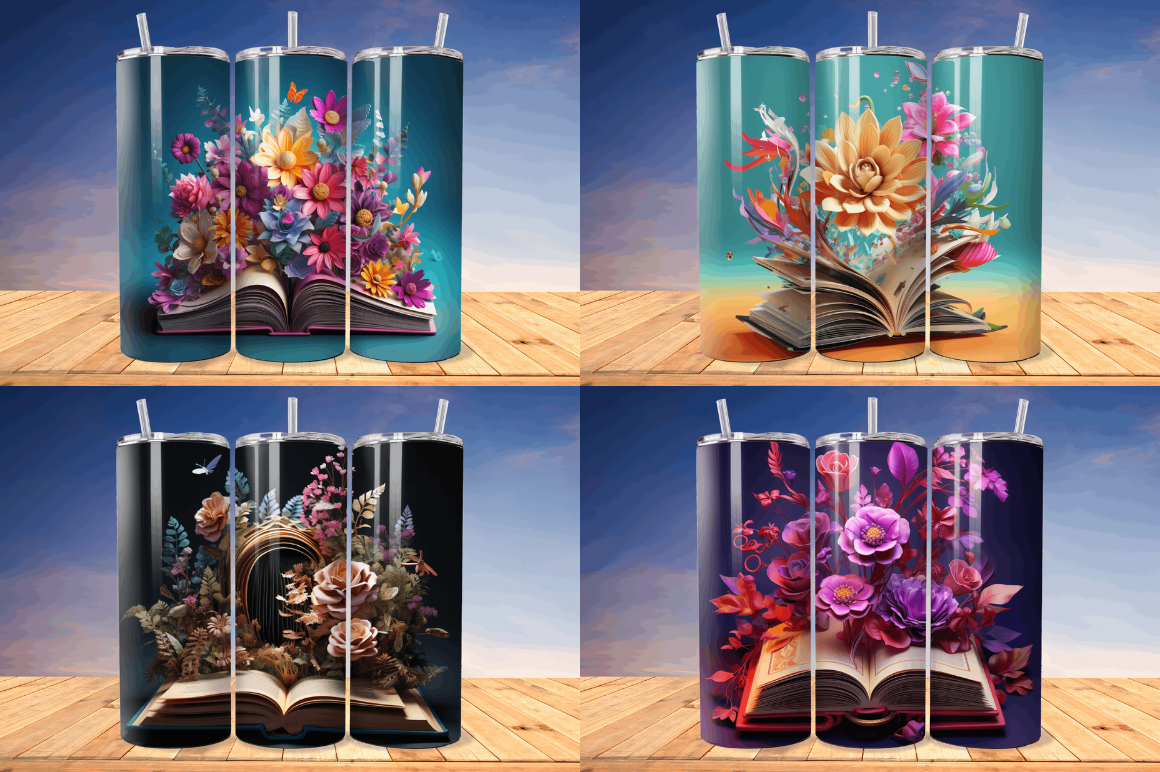 3D Book with Flower Tumbler Bundle