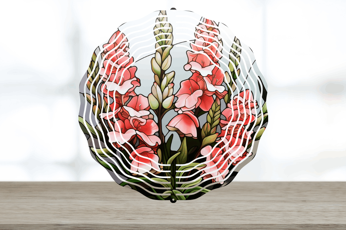 Stained Glass Snapdragon Flowers Wind Spinner Bundle