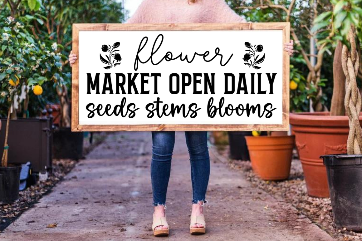 Flower Market Sign SVG PNG Designs Bundle