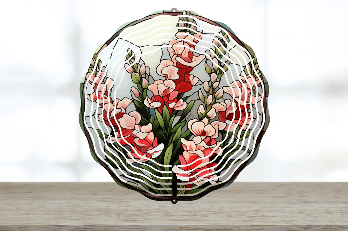 Stained Glass Snapdragon Flowers Wind Spinner Bundle