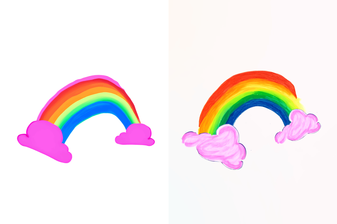 Watercolor Rainbow Doodle Clipart Bundle