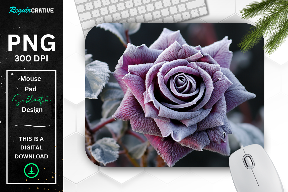 Beautiful Frost Purple Rose Mouse Pad