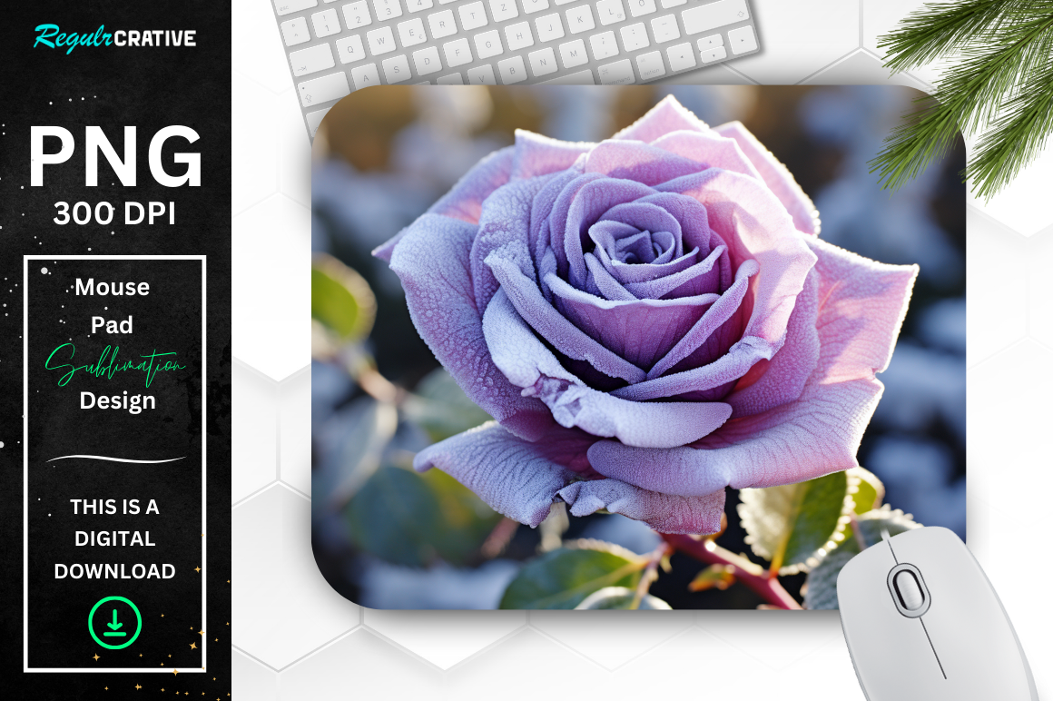 Beautiful Frost Lavender Rose Mouse Pad