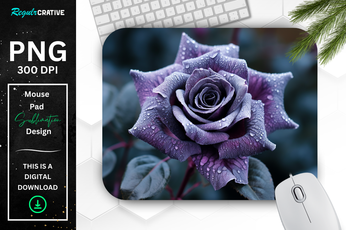 Beautiful Frost Purple Rose Mouse Pad