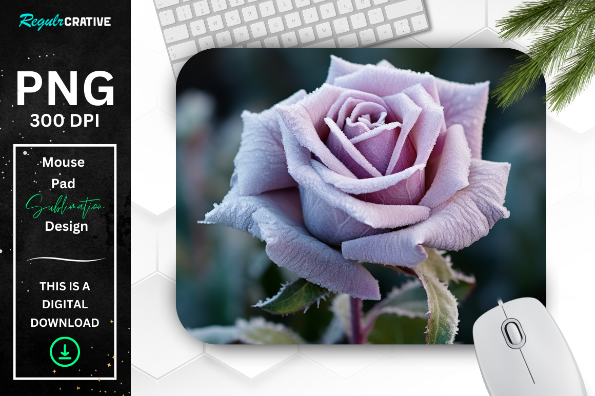Beautiful Frost Lavender Rose Mouse Pad