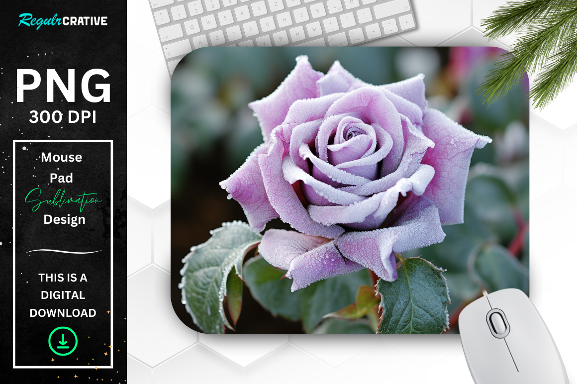 Beautiful Frost Lavender Rose Mouse Pad