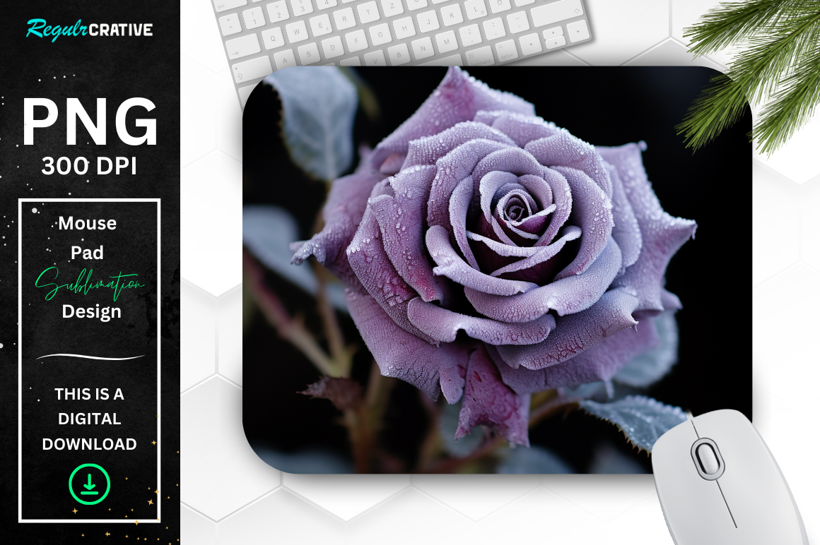 Beautiful Frost Purple Rose Mouse Pad