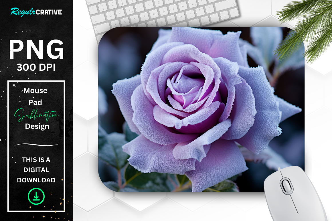 Beautiful Frost Lavender Rose Mouse Pad