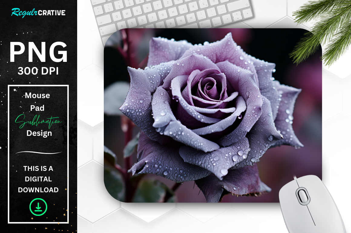 Beautiful Frost Purple Rose Mouse Pad