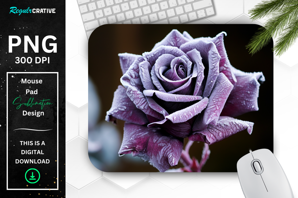 Beautiful Frost Purple Rose Mouse Pad