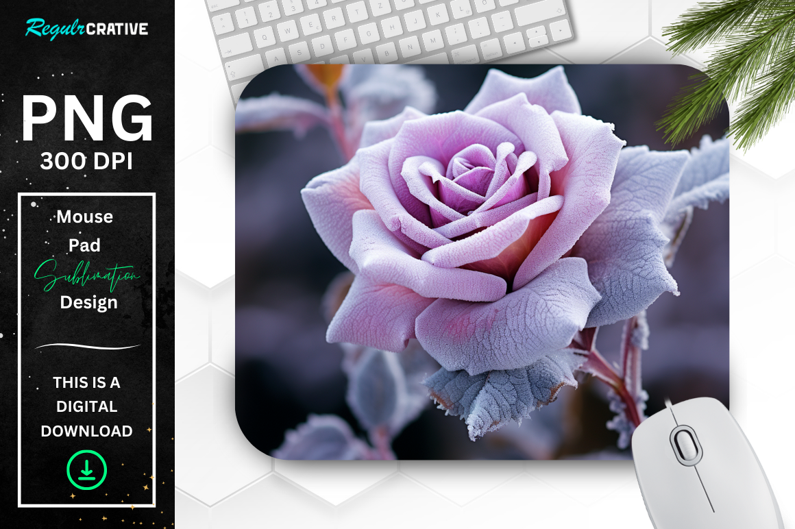 Beautiful Frost Lavender Rose Mouse Pad