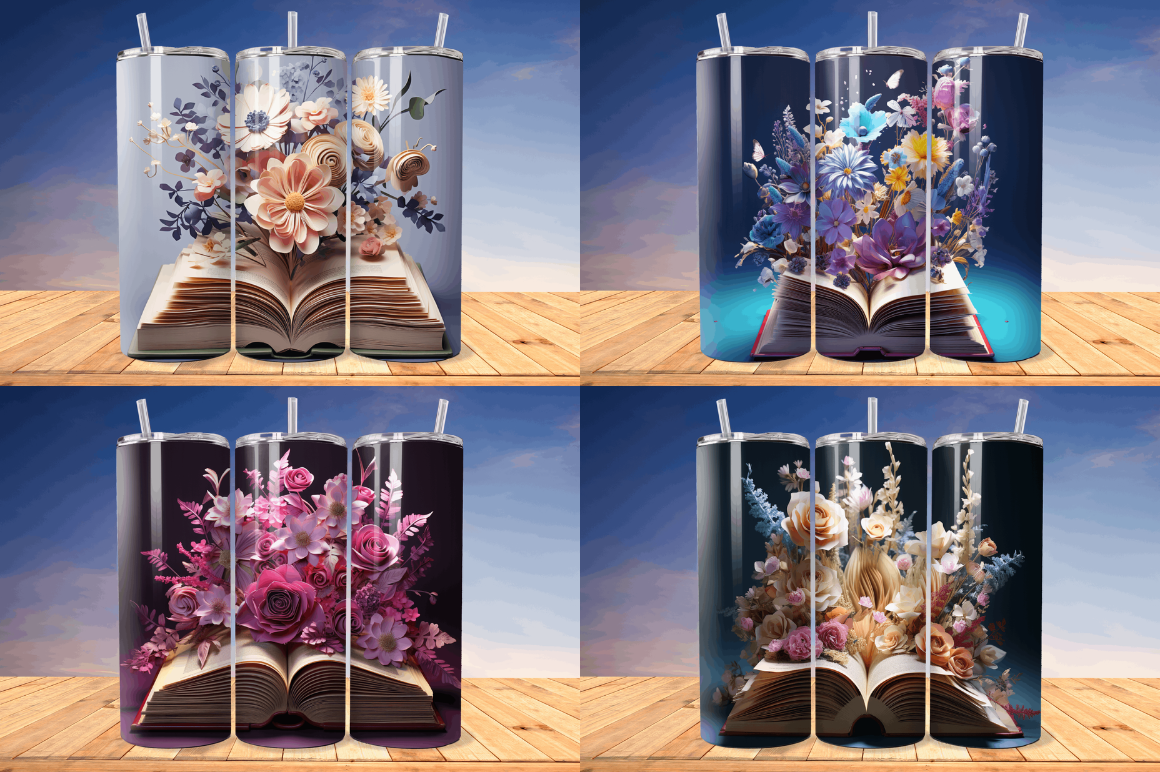 3D Book with Flower Tumbler Bundle