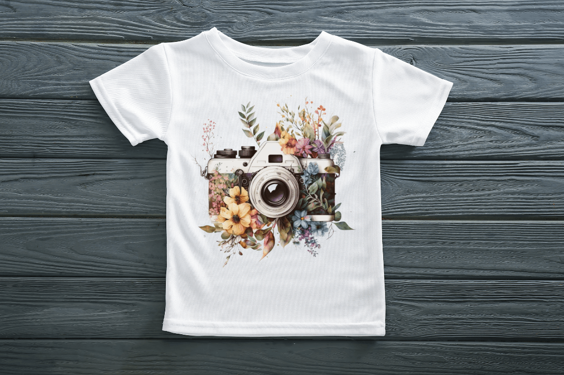 Watercolor Floral Camera Clipart Bundle
