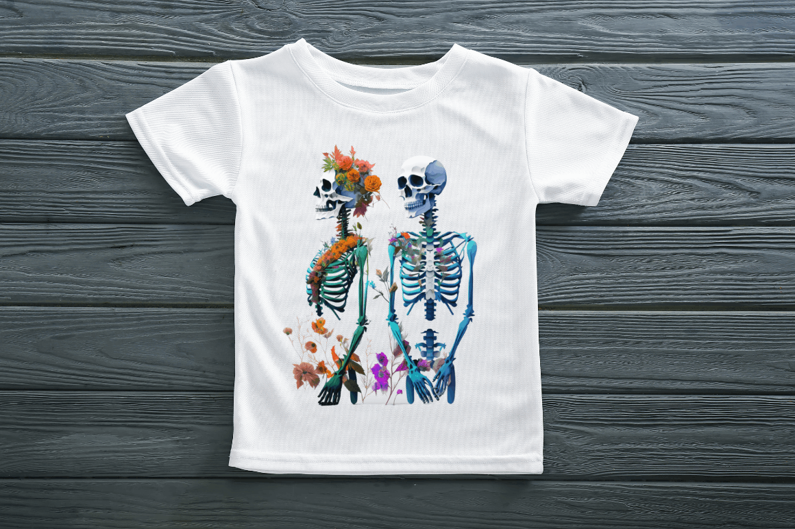 Watercolor Skeleton Couple Clipart Bundle