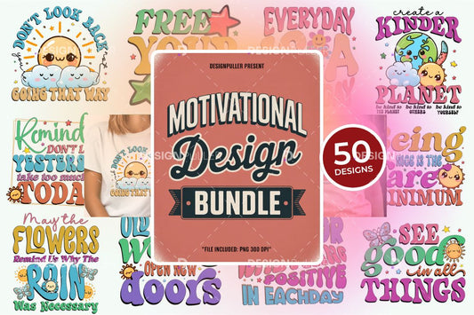 Retro Motivational Design Bundle - 50 Designs