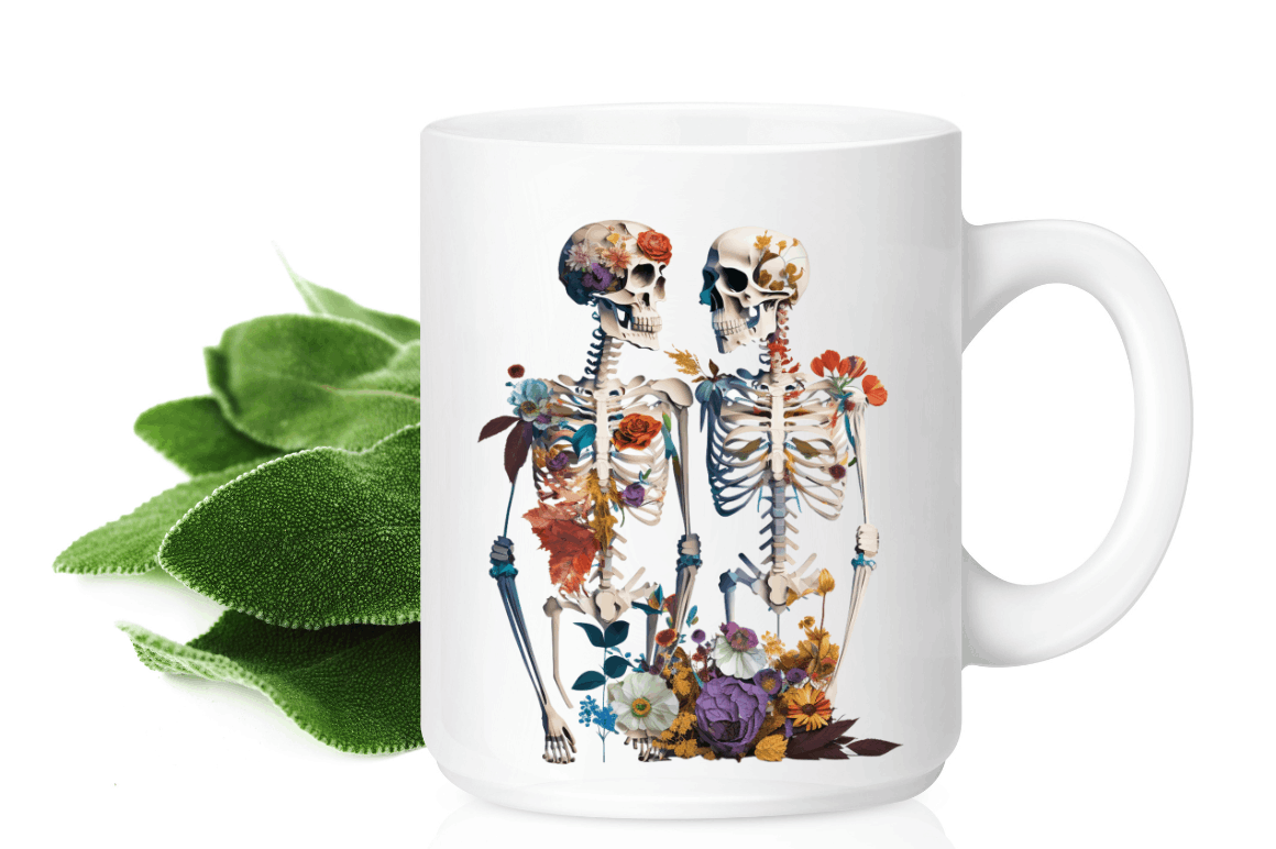 Watercolor Skeleton Couple Clipart Bundle