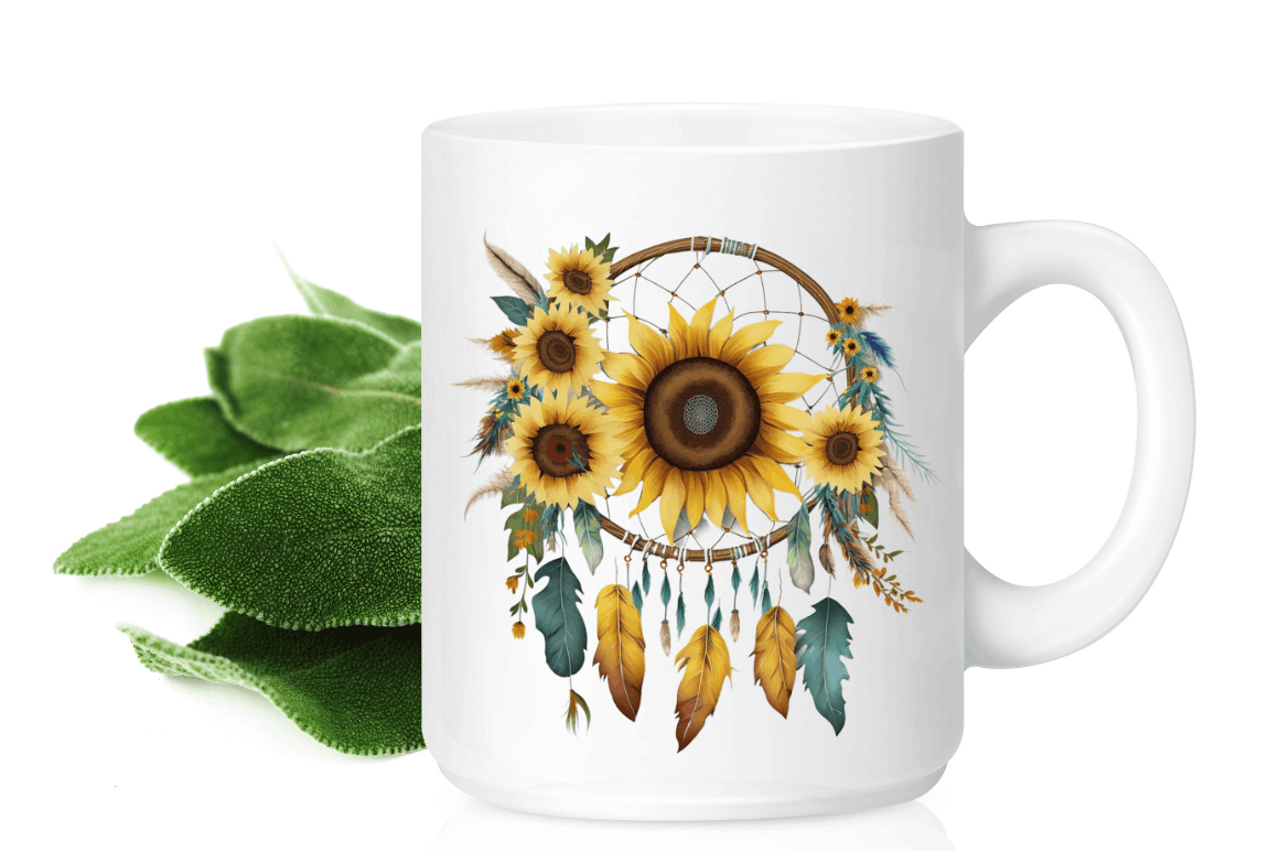 Watercolor Sunflower Dreamcatcher Clipart Bundle