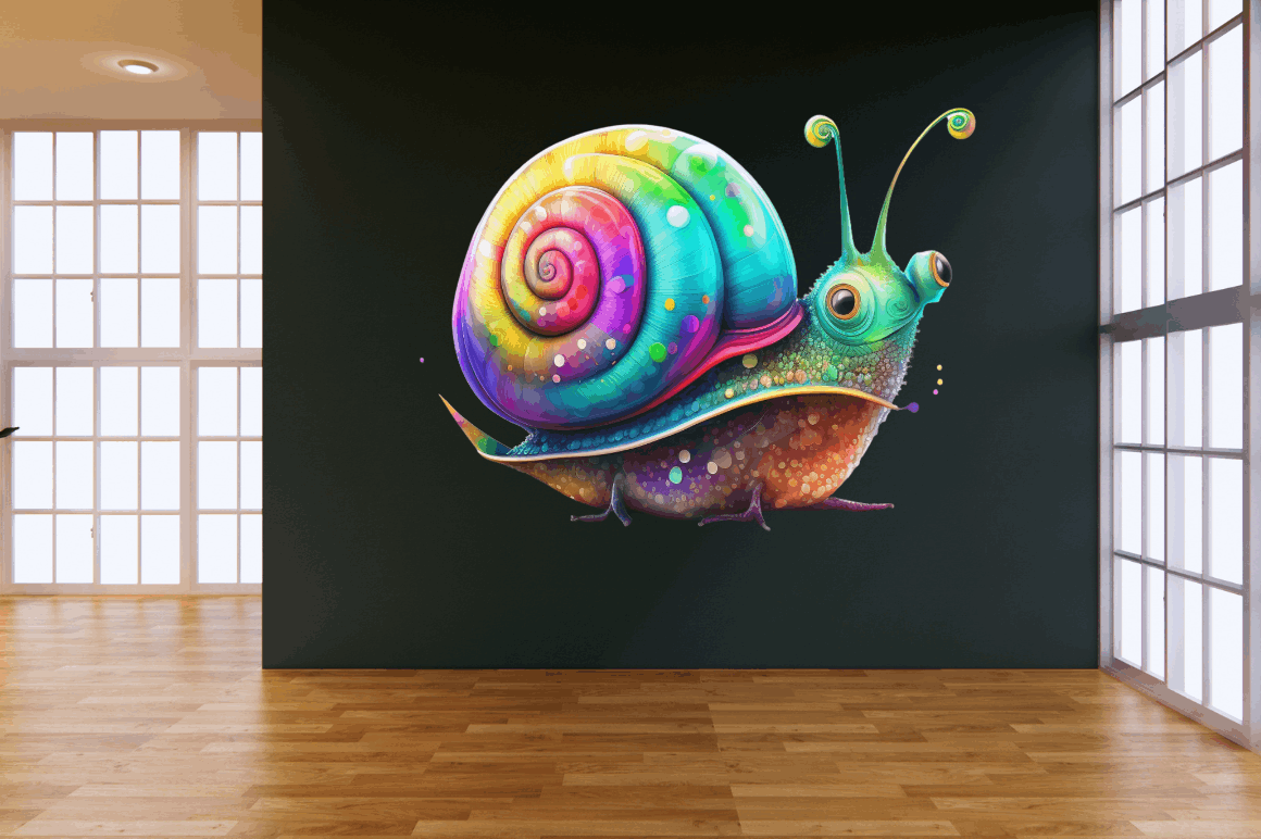 Watercolor Cute Fairy Snail Clipart Bundle