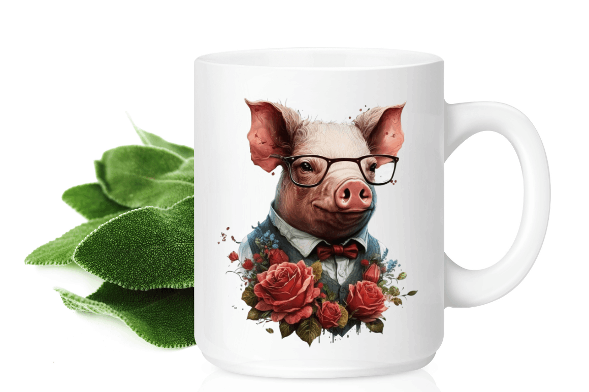 Watercolor Pig Gentlemen Clipart Bundle