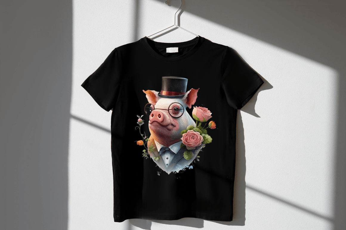 Watercolor Pig Gentlemen Clipart Bundle