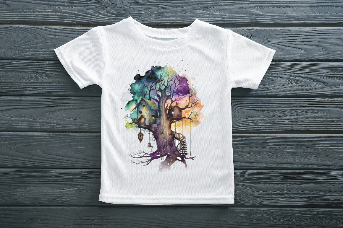 Watercolor Fairy Tree House Clipart Bundle