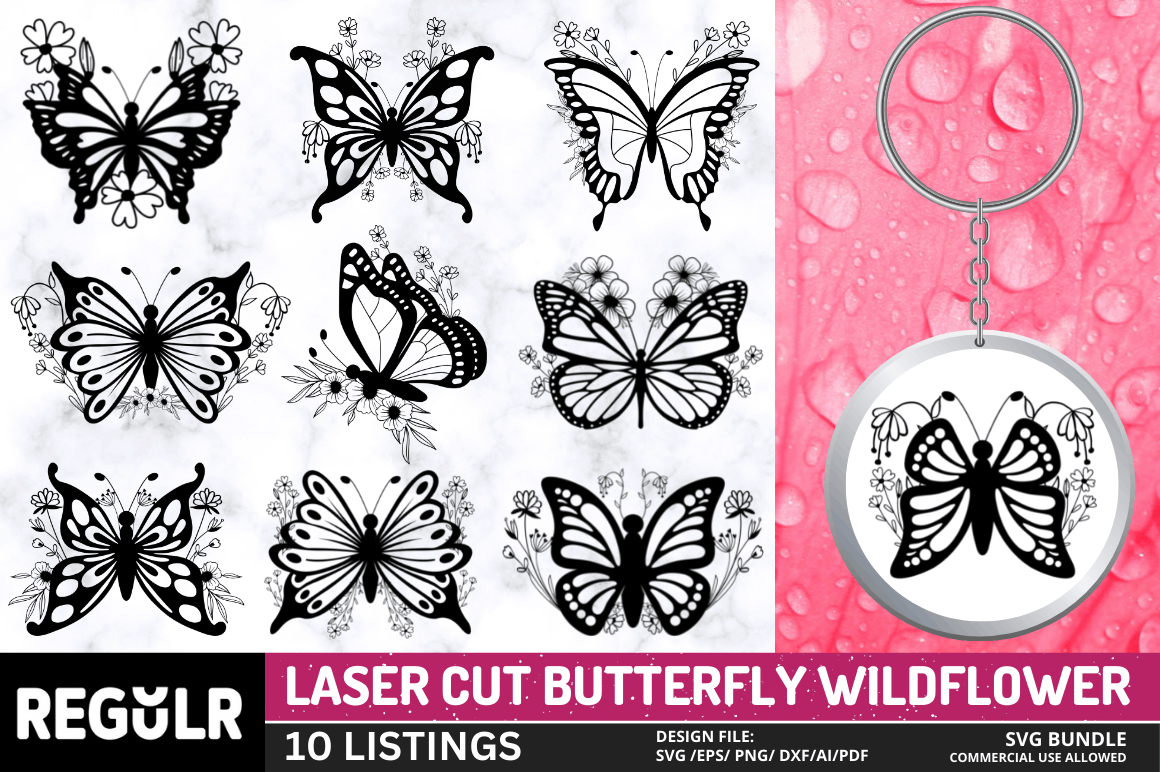 Laser Cut Butterfly Wildflower Bundle