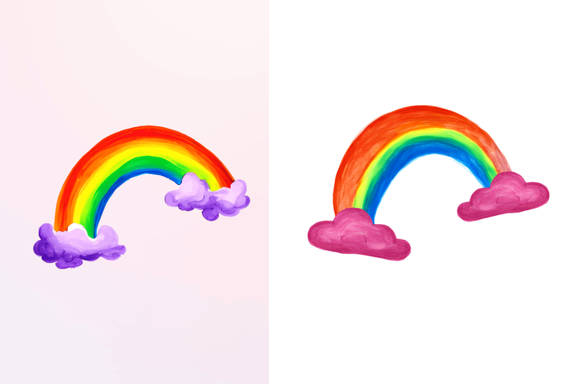 Watercolor Rainbow Doodle Clipart Bundle