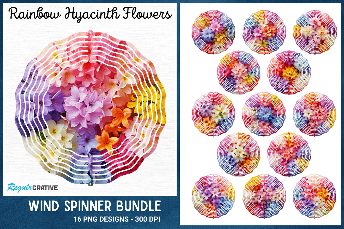 Rainbow Hyacinth Flowers Wind Spinner Bundle