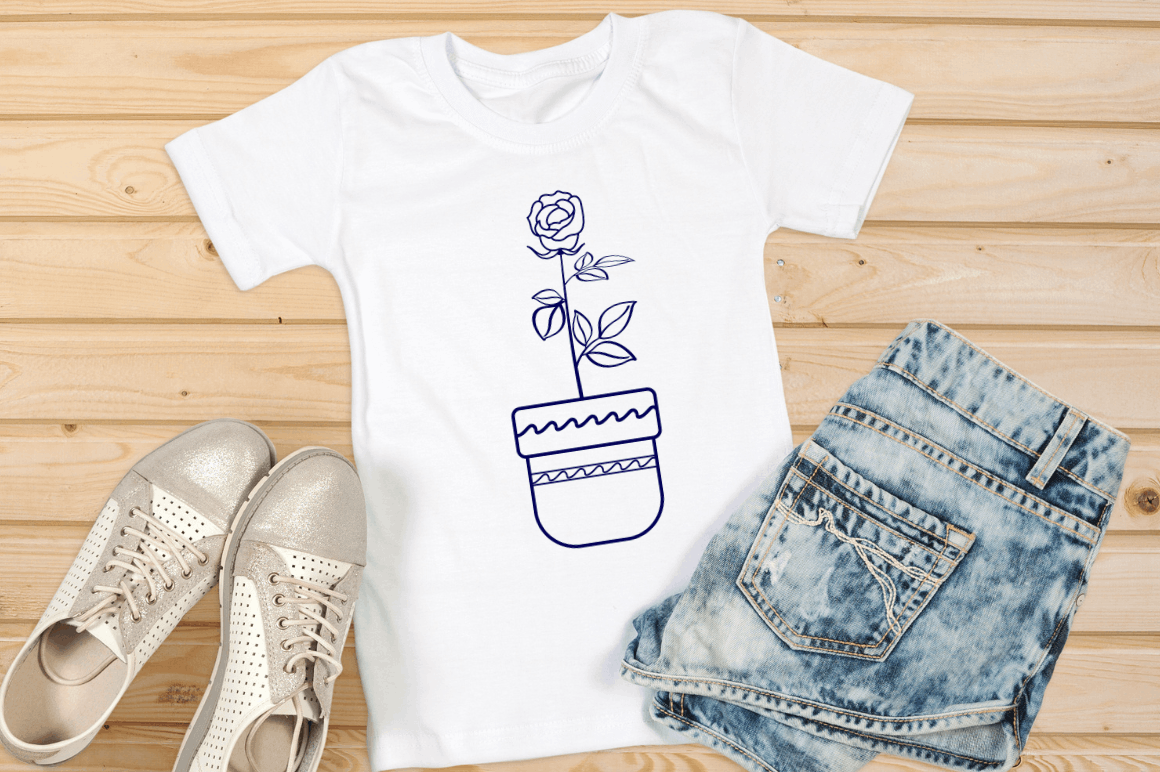 Laser Cut Rose with Pot SVG Bundle