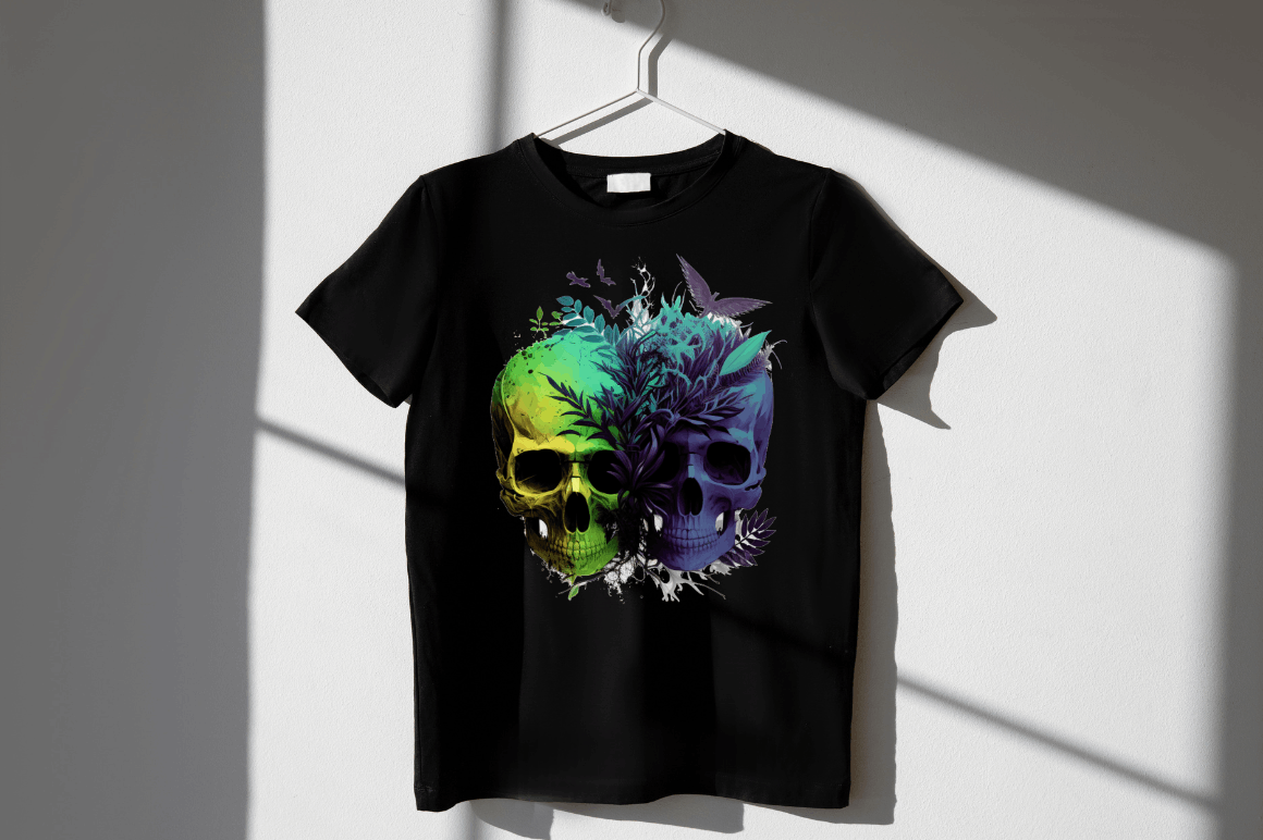 Watercolor Dark Skulls Gothic Nature Clipart Bundle