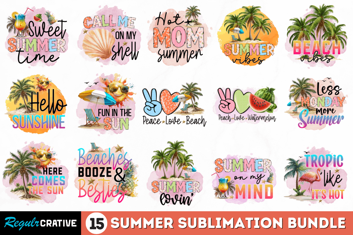 Summer Quotes Sublimation design Bundle