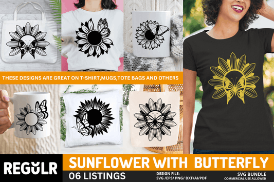 Sunflower  Butterfly SVG Bundle