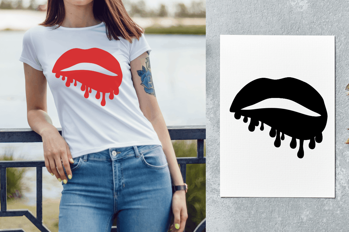 Laser Cut Dripping Lips SVG Bundle