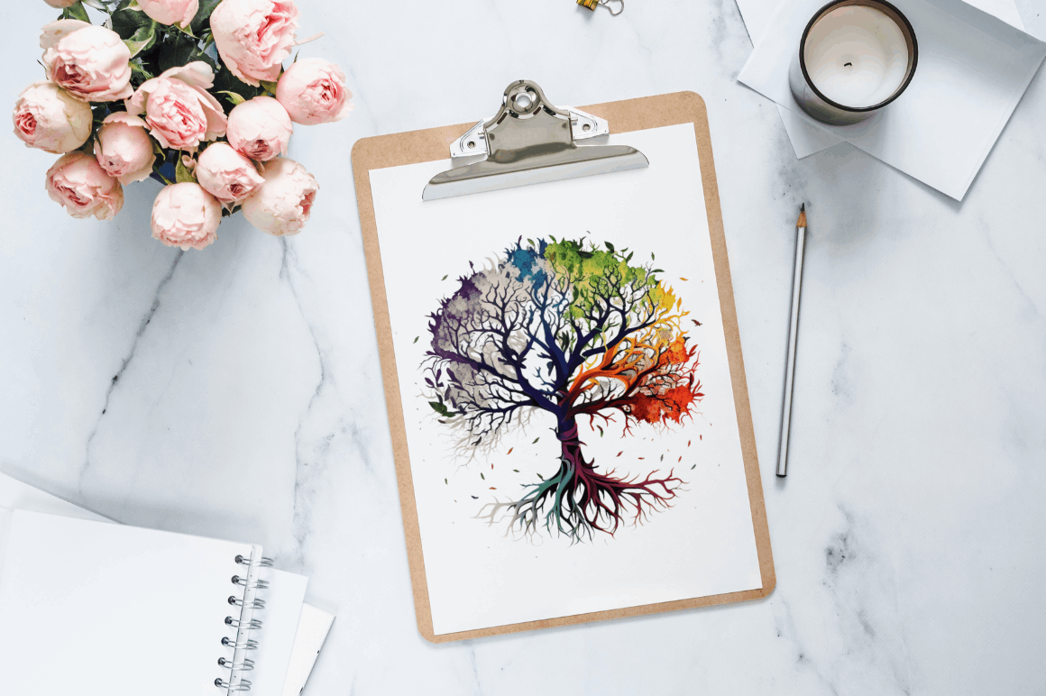Watercolor Tree of Life Clipart Bundle