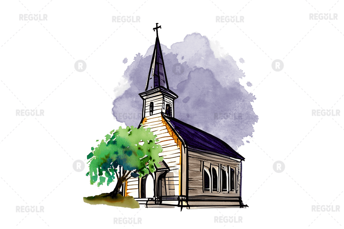 Watercolor Church Sublimation Clipart Bundle