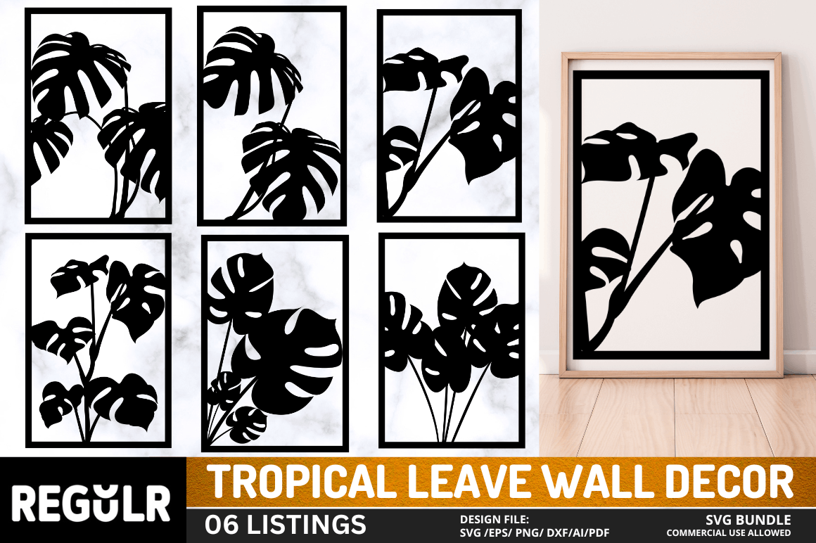 Tropical Leave Wall Decor SVG Bundle