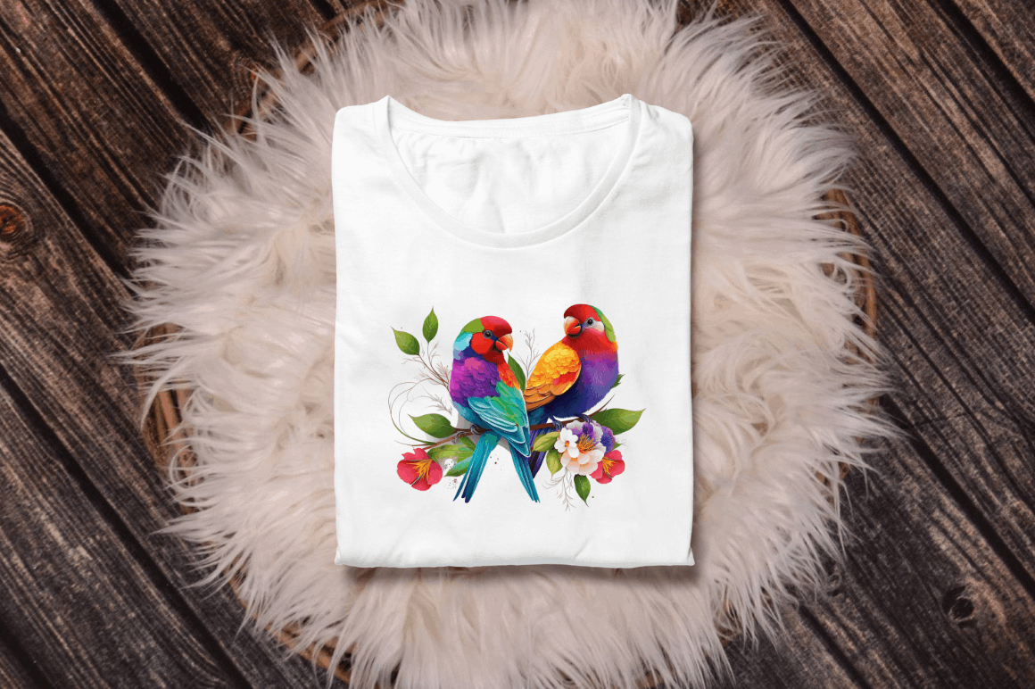 Watercolor Couple Bird Flower Clipart Bundle