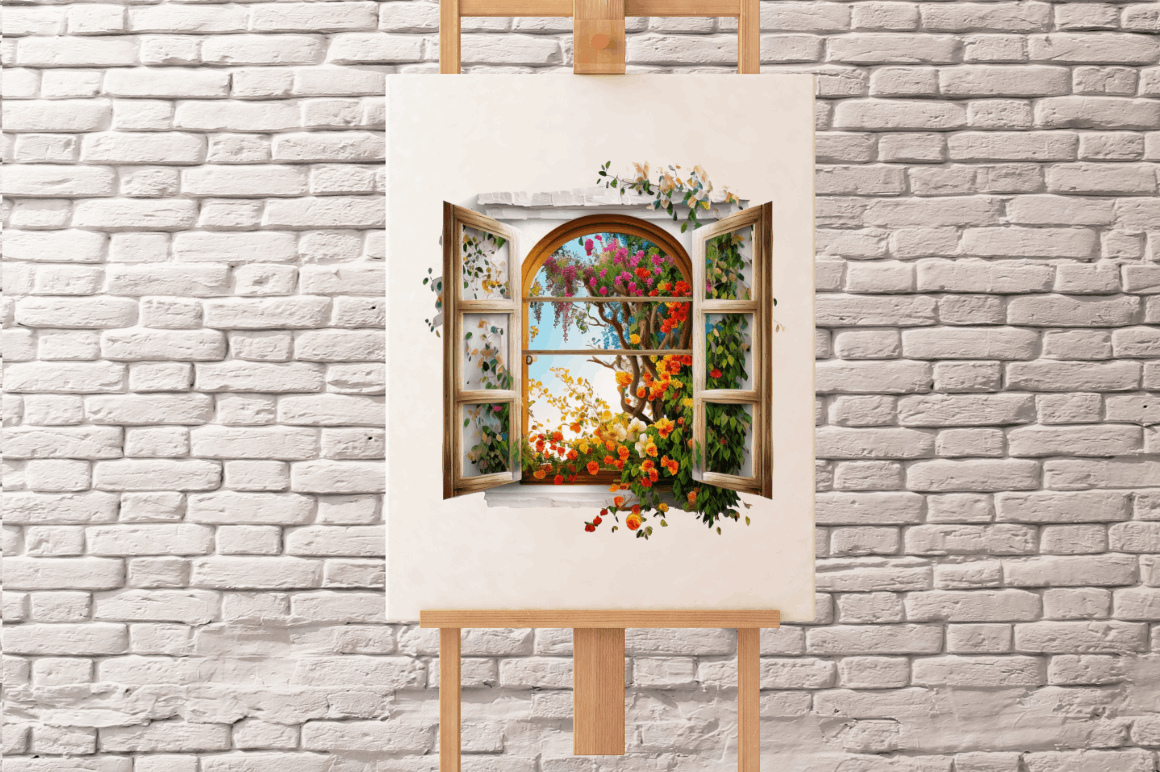 Watercolor Floral Window Clipart Bundle