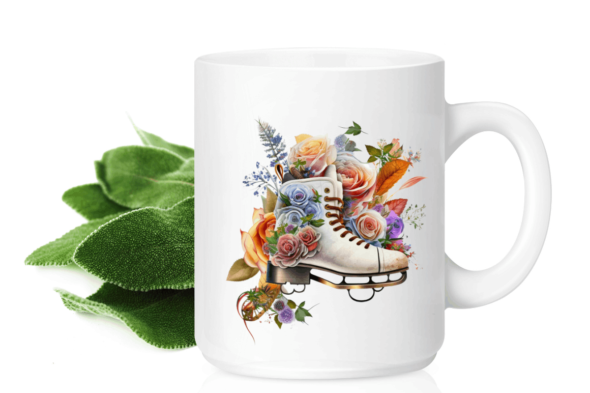 Watercolor Ice Skates and Roses Clipart Bundle