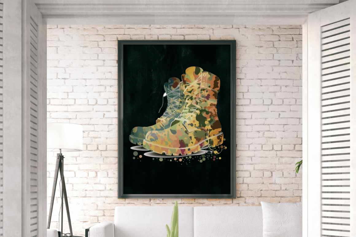 Watercolor Military Boots Clipart Bundle
