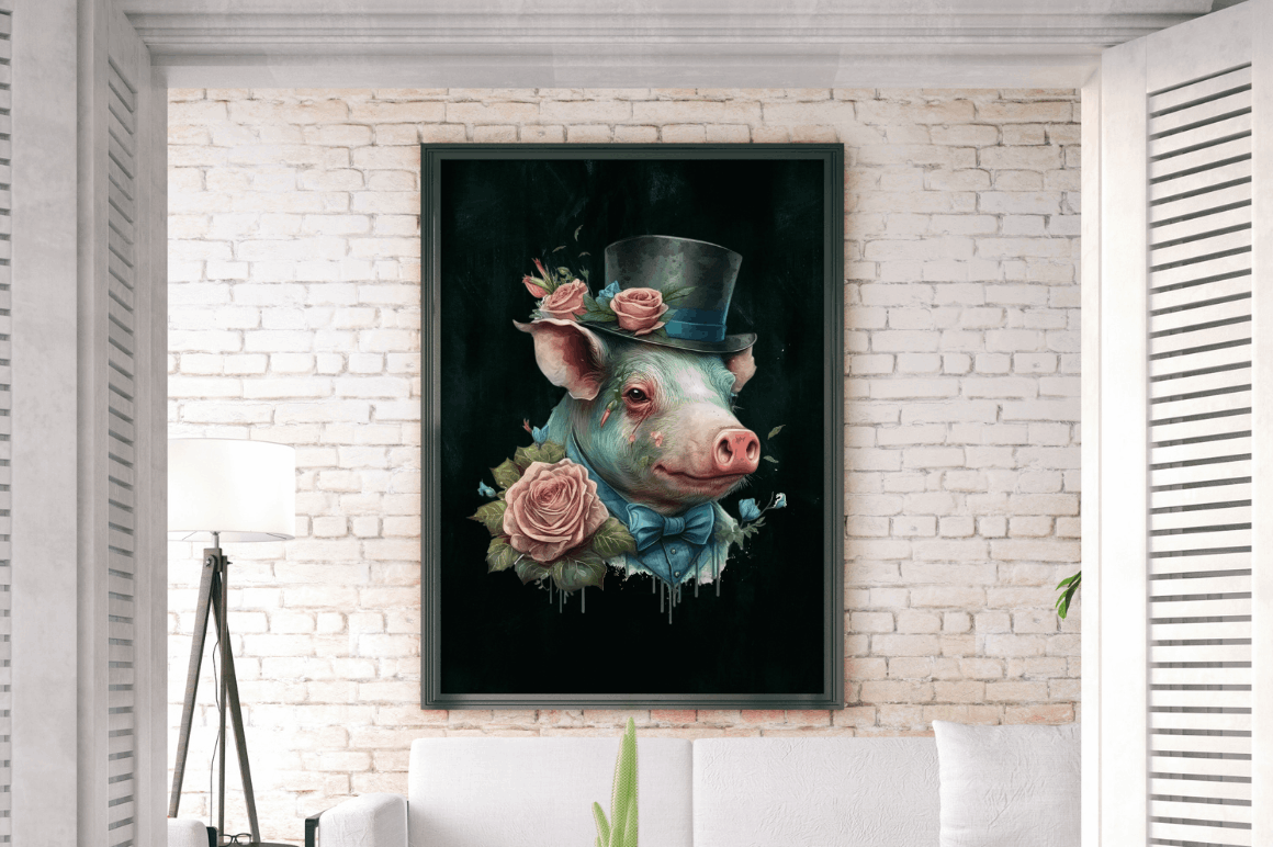 Watercolor Pig Gentlemen Clipart Bundle