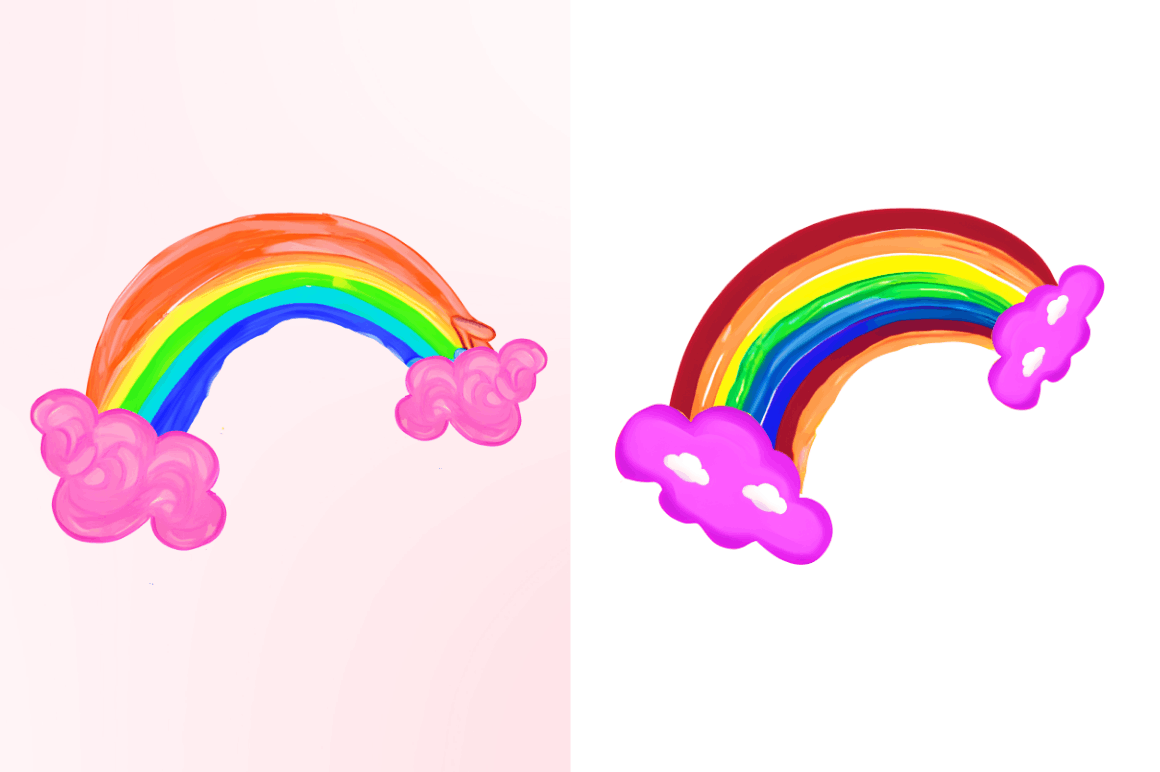 Watercolor Rainbow Doodle Clipart Bundle