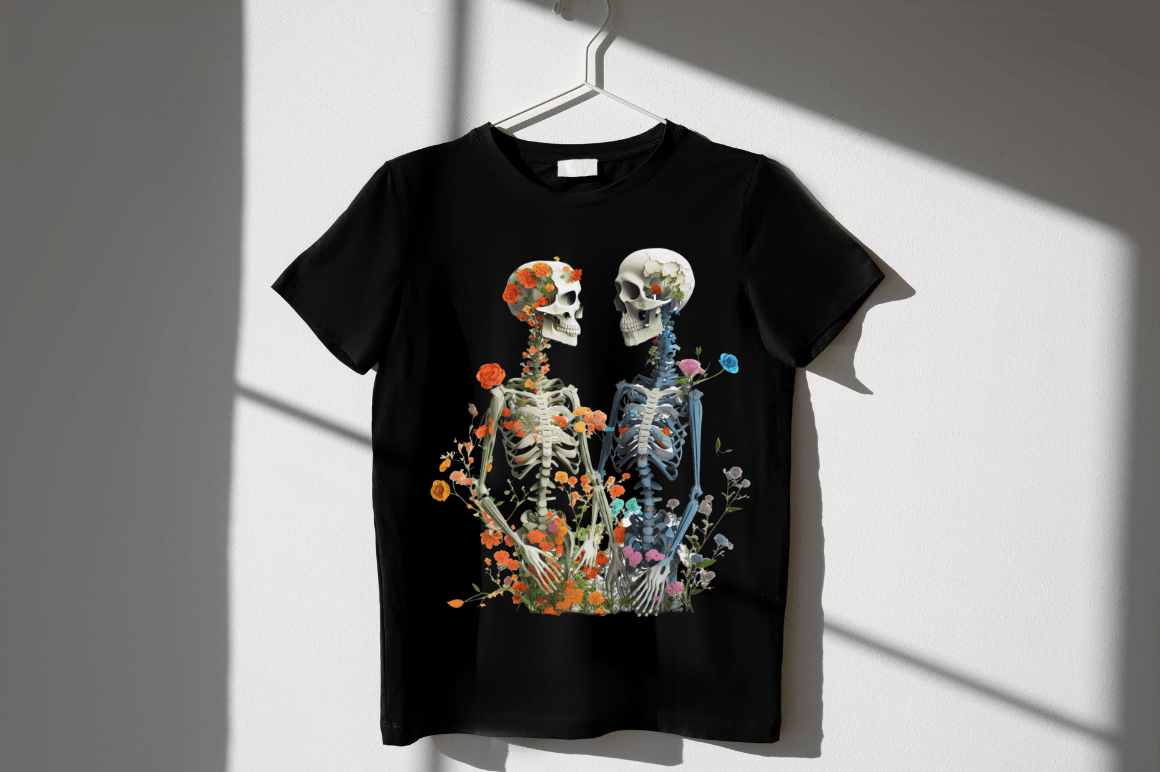 Watercolor Skeleton Couple Clipart Bundle