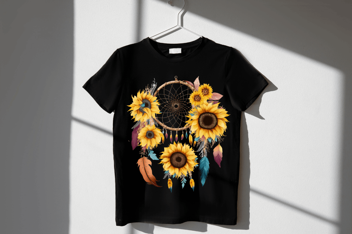 Watercolor Sunflower Dreamcatcher Clipart Bundle