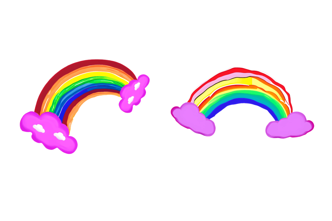 Watercolor Rainbow Doodle Clipart Bundle