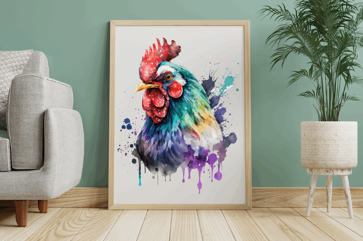 Watercolor Funny Chicken Clipart PNG Bundle