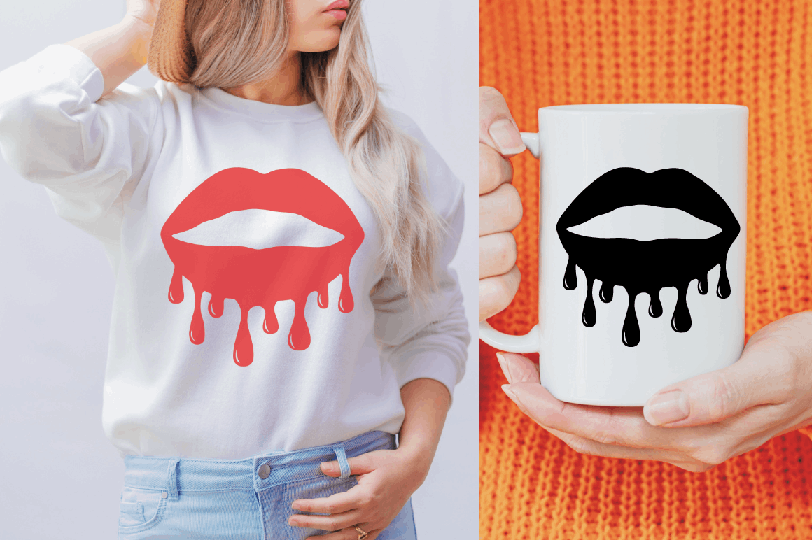 Laser Cut Dripping Lips SVG Bundle